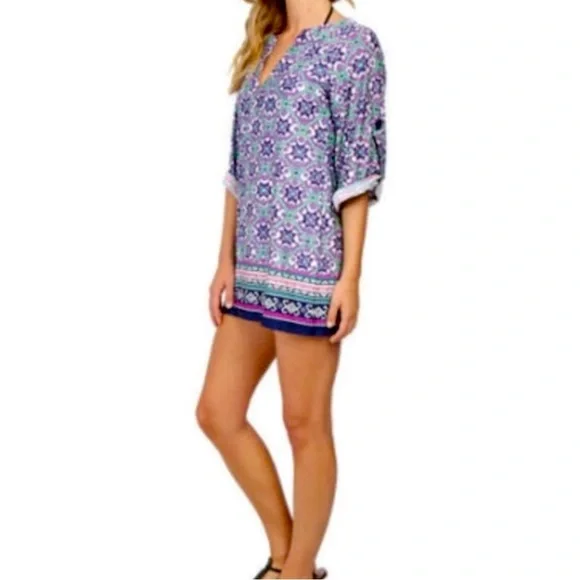 $140 NWT Nanette Lepore MULTI PURPLE LUXURIOUSLY SOFT SWIMSUIT COVER UP DRESS - Picture 5 of 13